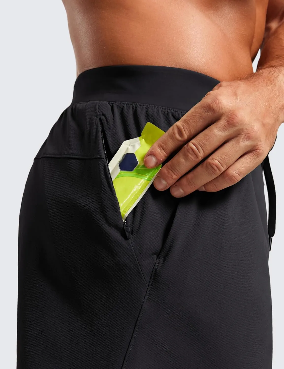 CRZ YOGA Gym Shorts Men 5” Side Split Quick Dry Lightweight Stretchy for Athletic Workout Running with Zipper Pocket