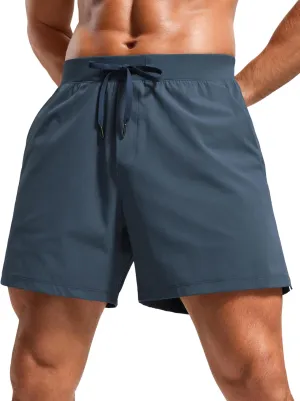 CRZ YOGA Gym Shorts Men 5” Side Split Quick Dry Lightweight Stretchy for Athletic Workout Running with Zipper Pocket