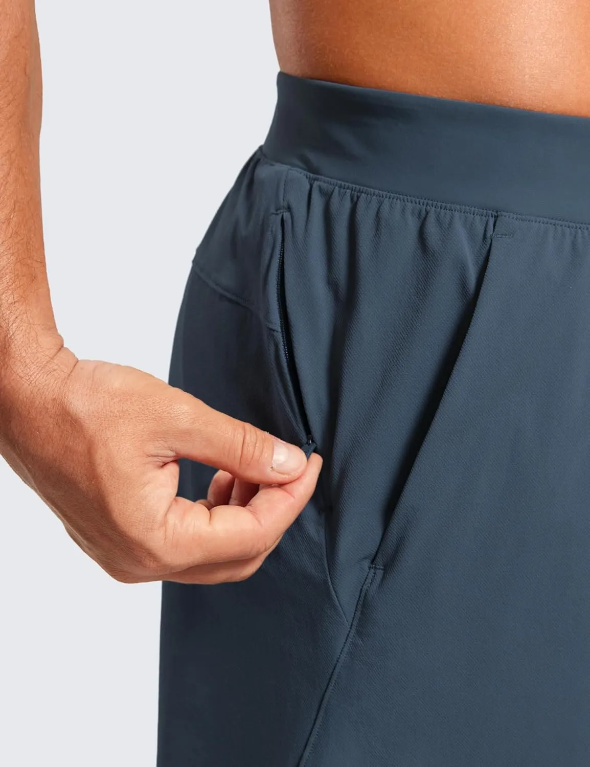 CRZ YOGA Gym Shorts Men 5” Side Split Quick Dry Lightweight Stretchy for Athletic Workout Running with Zipper Pocket