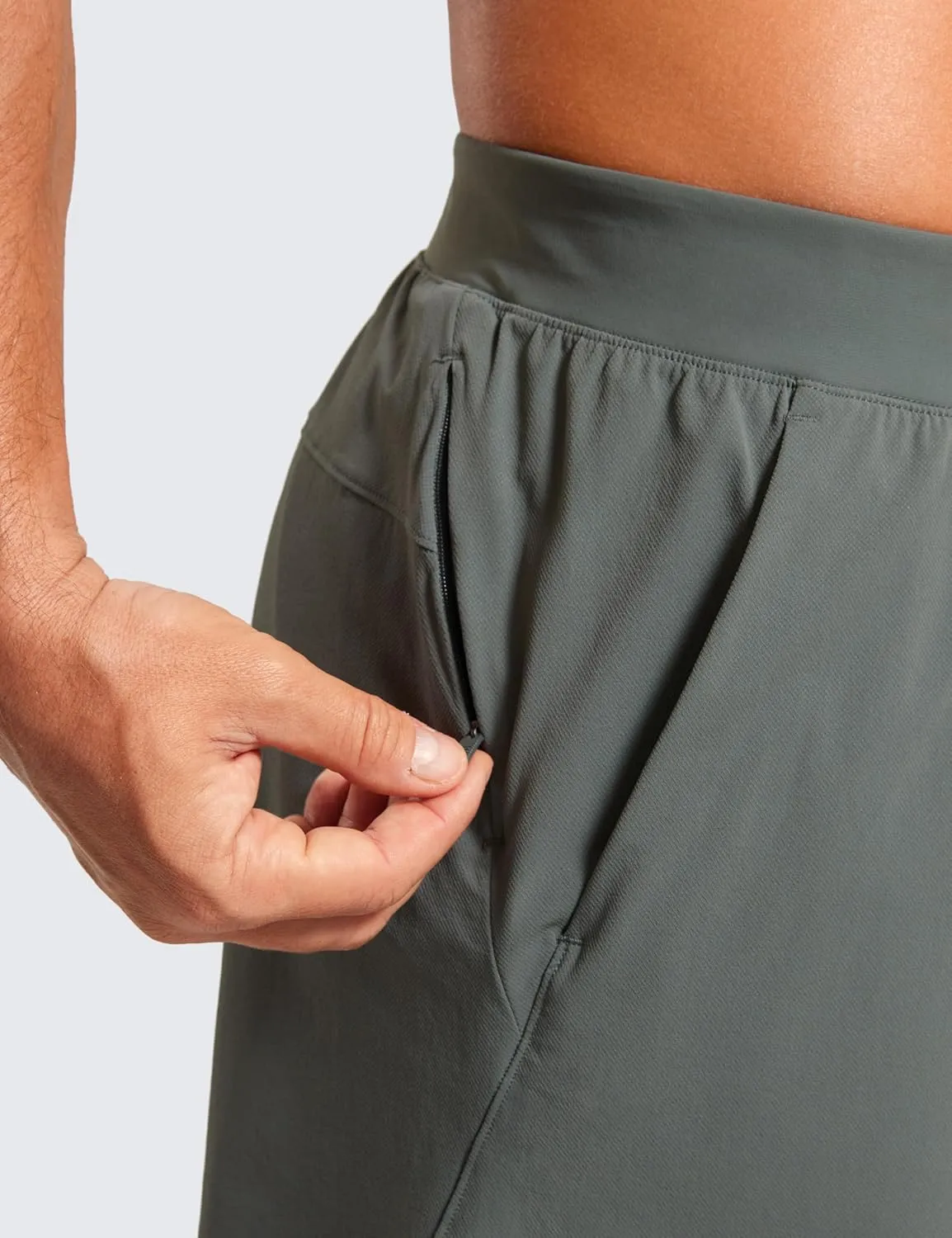 CRZ YOGA Gym Shorts Men 5” Side Split Quick Dry Lightweight Stretchy for Athletic Workout Running with Zipper Pocket