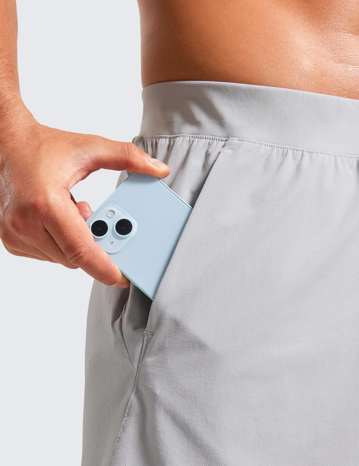 CRZ YOGA Gym Shorts Men 5” Side Split Quick Dry Lightweight Stretchy for Athletic Workout Running with Zipper Pocket
