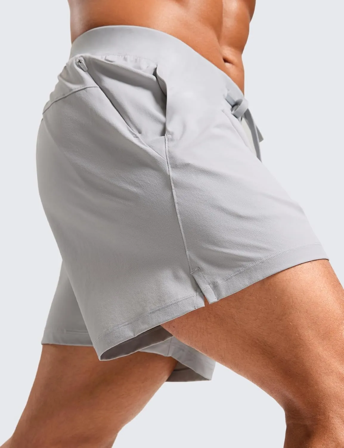 CRZ YOGA Gym Shorts Men 5” Side Split Quick Dry Lightweight Stretchy for Athletic Workout Running with Zipper Pocket