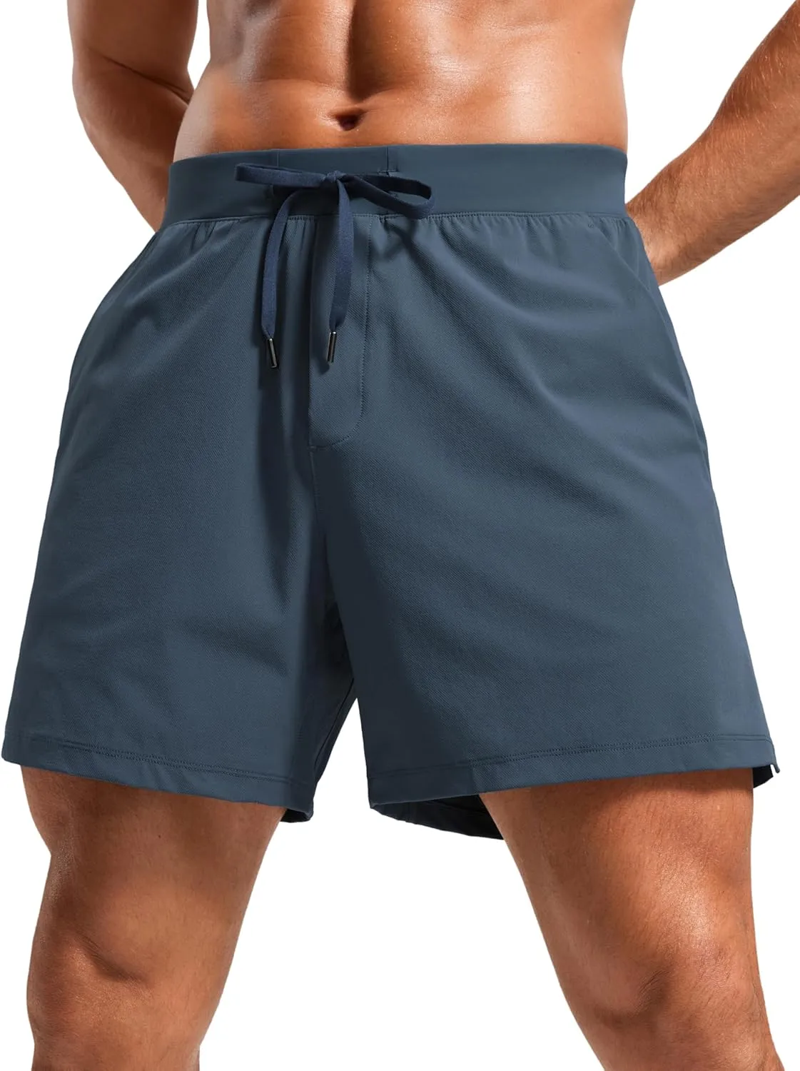 CRZ YOGA Gym Shorts Men 5” Side Split Quick Dry Lightweight Stretchy for Athletic Workout Running with Zipper Pocket