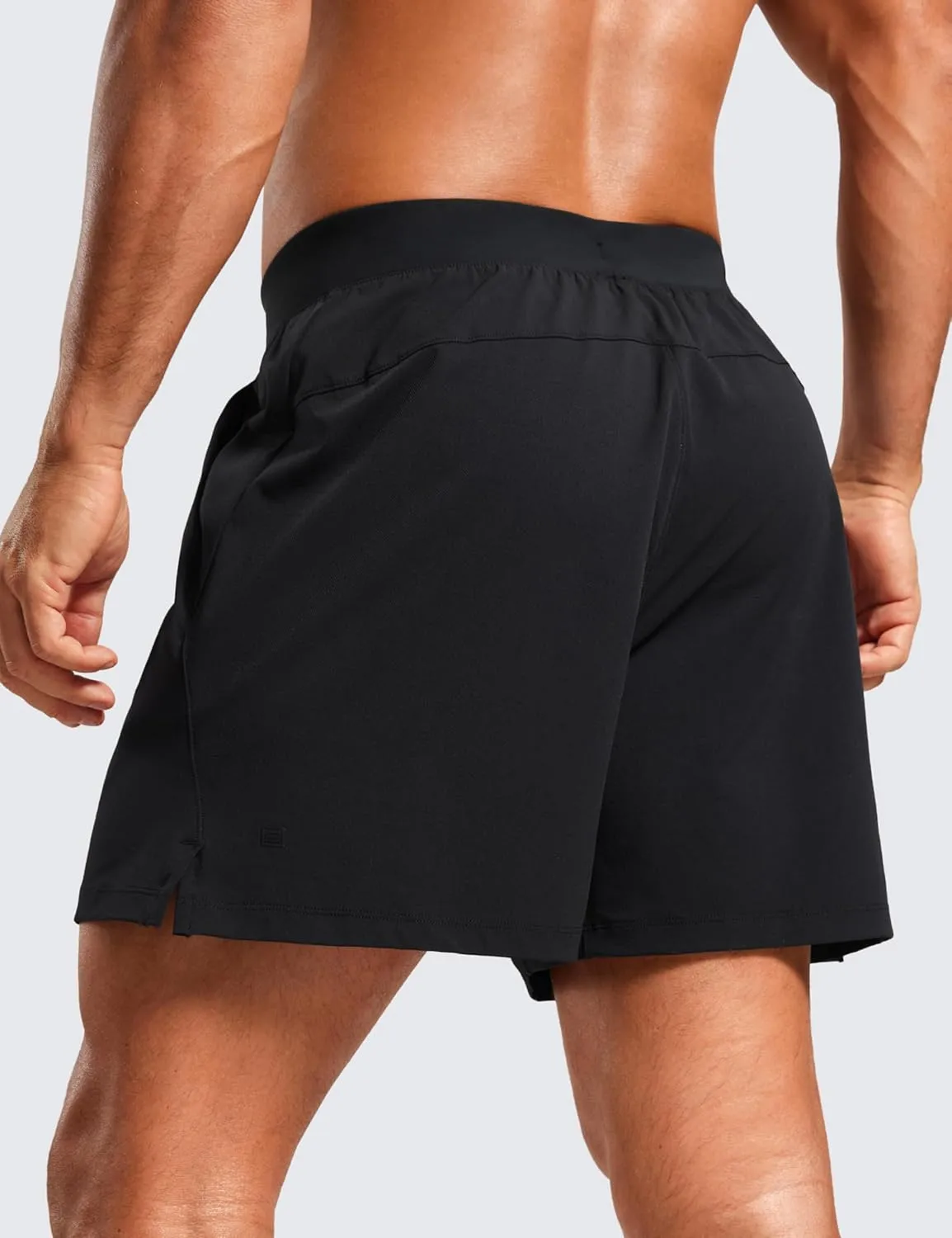 CRZ YOGA Gym Shorts Men 5” Side Split Quick Dry Lightweight Stretchy for Athletic Workout Running with Zipper Pocket
