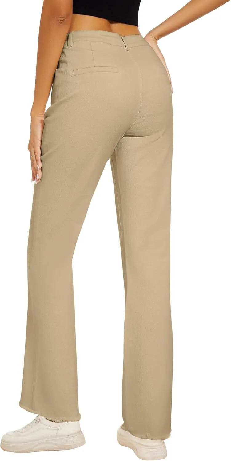 Denim Women Cropped Trousers Jeans Pants Leg Jeans High Rise Pants Stretchy with Pockets