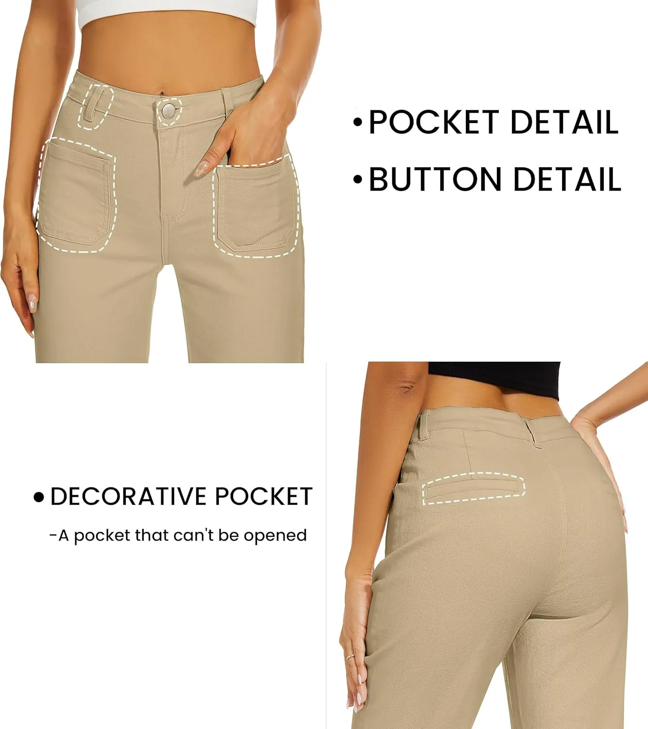 Denim Women Cropped Trousers Jeans Pants Leg Jeans High Rise Pants Stretchy with Pockets