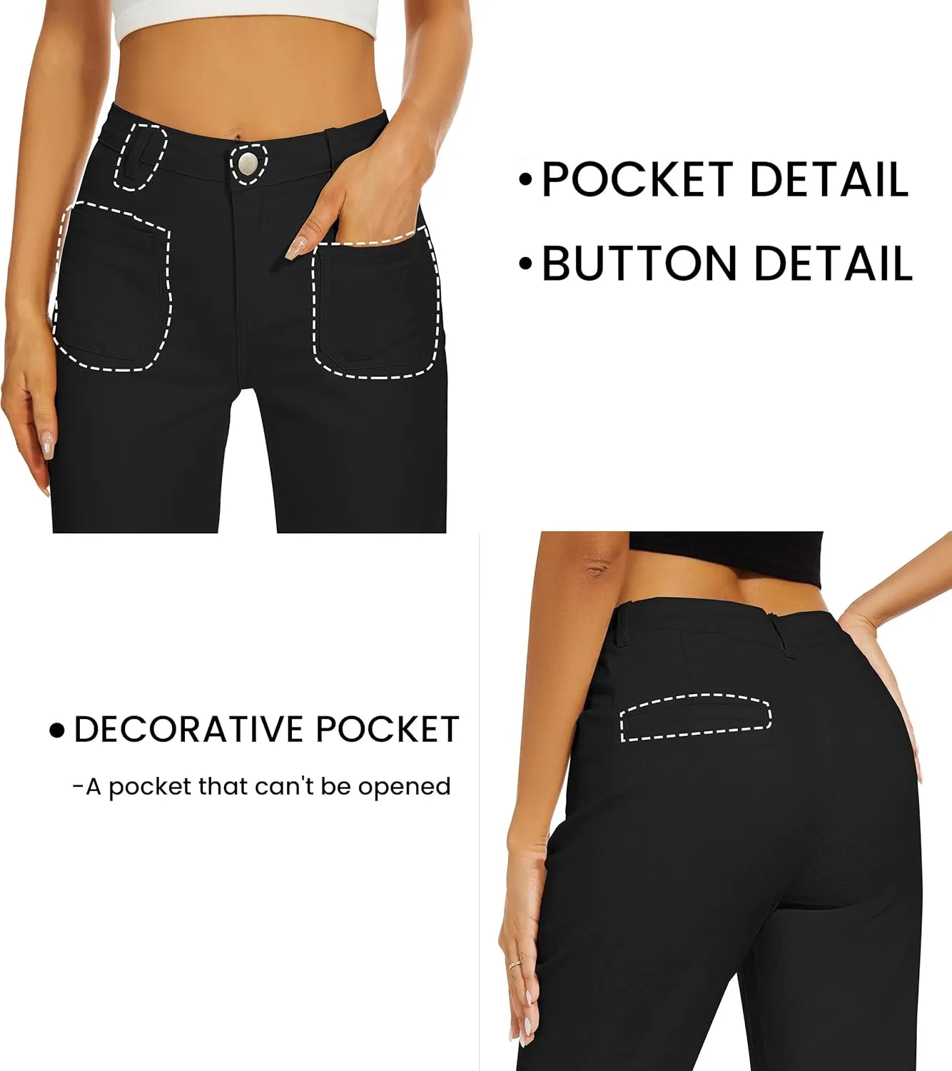 Denim Women Cropped Trousers Jeans Pants Leg Jeans High Rise Pants Stretchy with Pockets