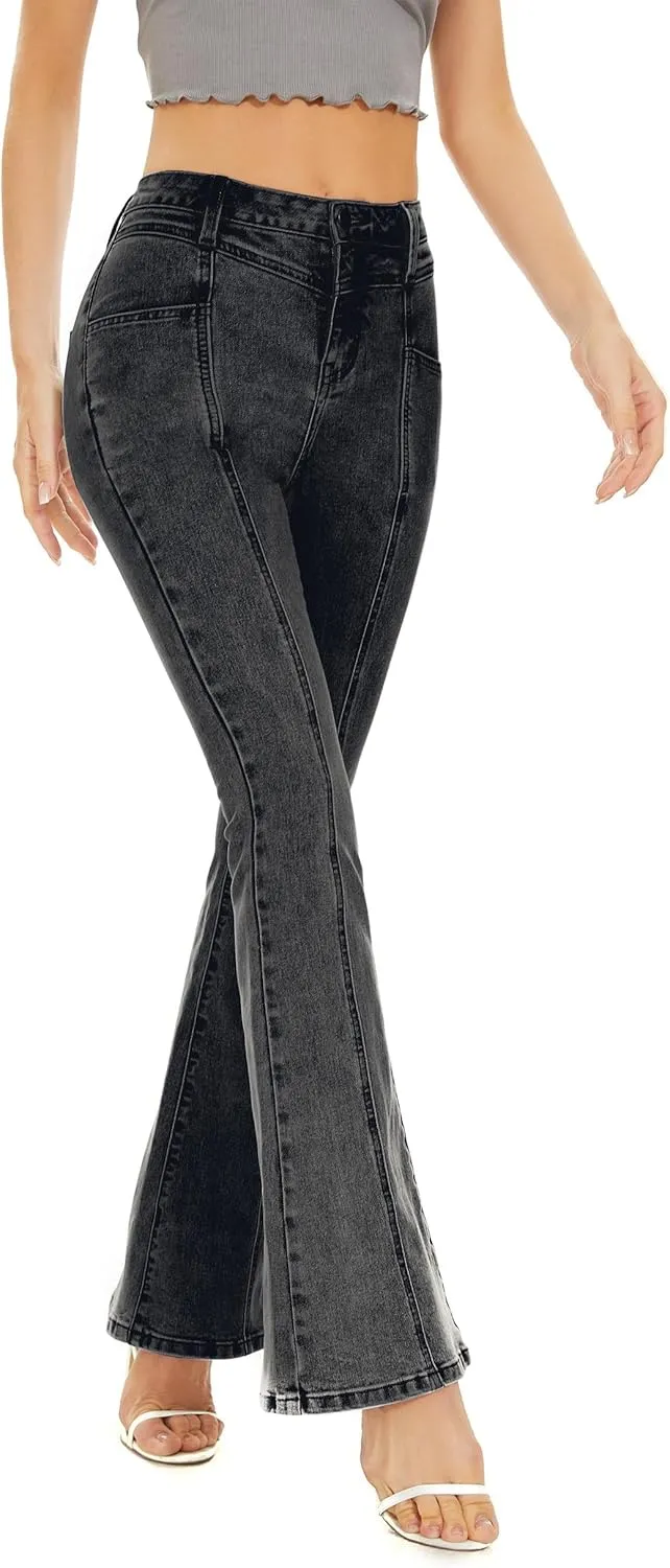 Denim Women Cropped Trousers Jeans Pants Leg Jeans High Rise Pants Stretchy with Pockets
