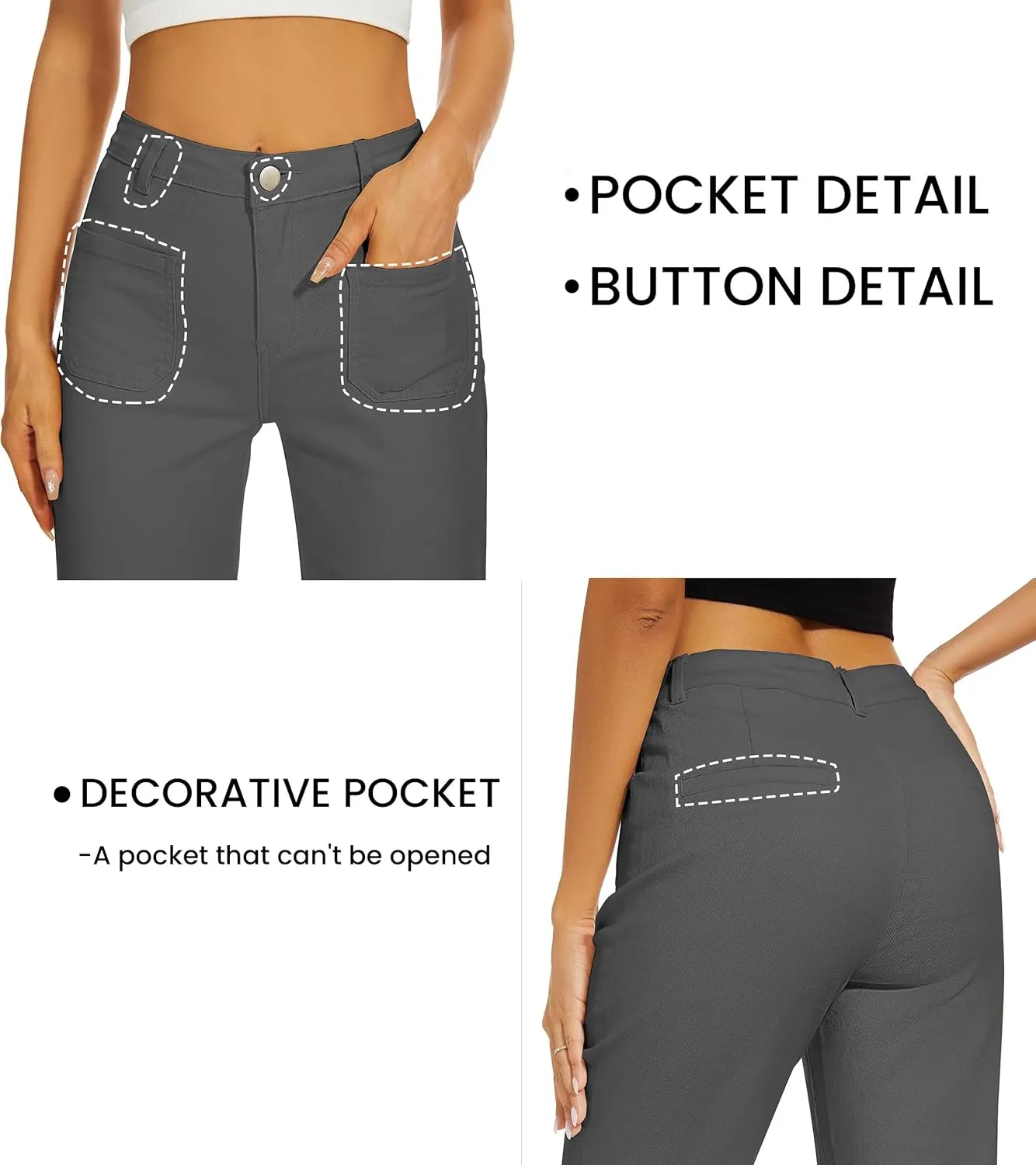 Denim Women Cropped Trousers Jeans Pants Leg Jeans High Rise Pants Stretchy with Pockets