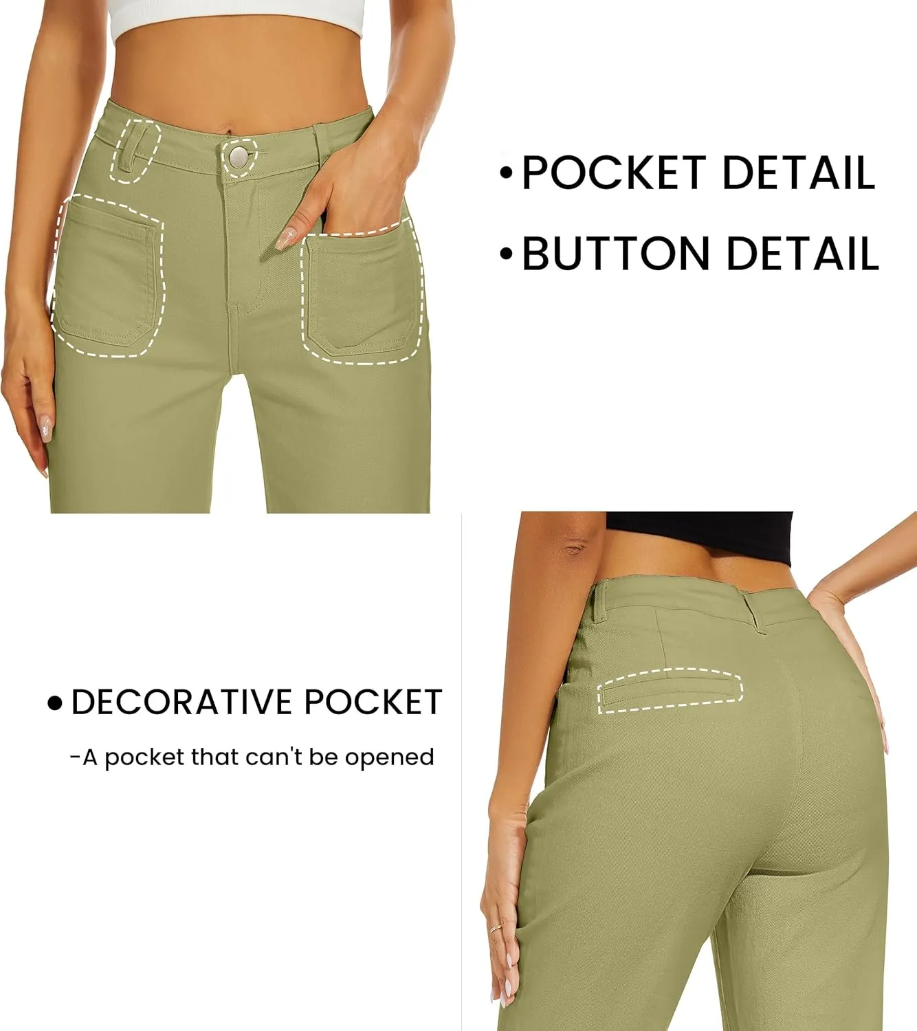 Denim Women Cropped Trousers Jeans Pants Leg Jeans High Rise Pants Stretchy with Pockets