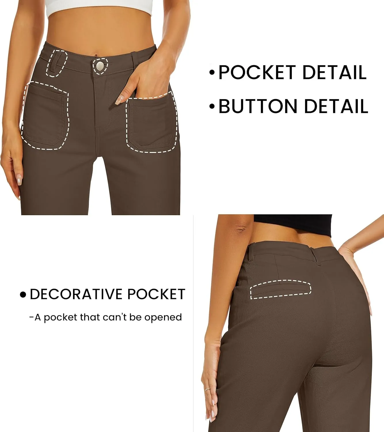 Denim Women Cropped Trousers Jeans Pants Leg Jeans High Rise Pants Stretchy with Pockets