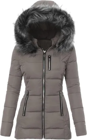 Down Puffer Jacket Women Faux Fur Hooded Coats Plush Padded Jackets Oversized Casual Outerwears Winter Warm Outfits
