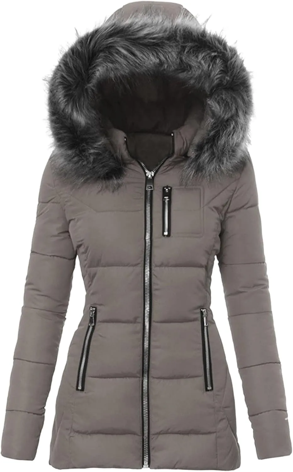 Down Puffer Jacket Women Faux Fur Hooded Coats Plush Padded Jackets Oversized Casual Outerwears Winter Warm Outfits
