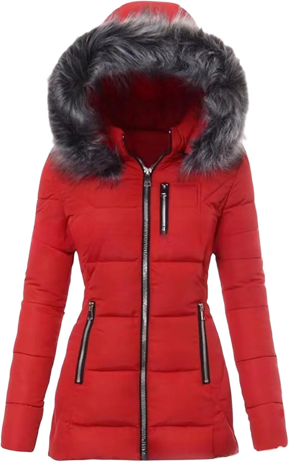 Down Puffer Jacket Women Faux Fur Hooded Coats Plush Padded Jackets Oversized Casual Outerwears Winter Warm Outfits