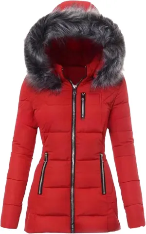 Down Puffer Jacket Women Faux Fur Hooded Coats Plush Padded Jackets Oversized Casual Outerwears Winter Warm Outfits