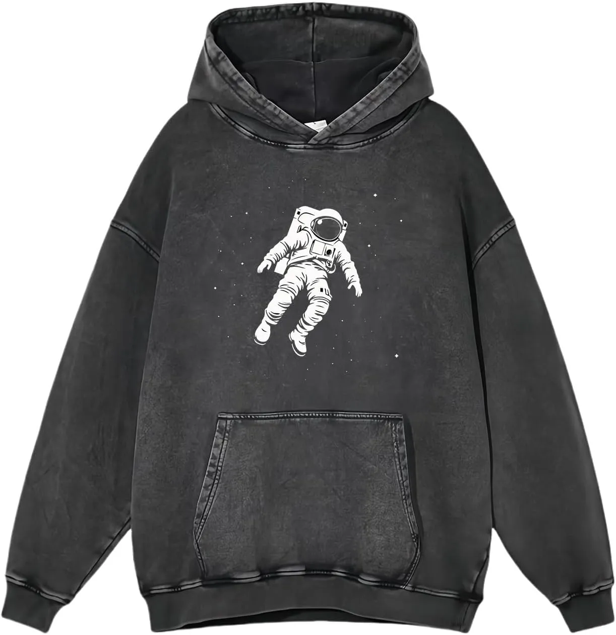 DUODUO Men's Acid Washe Graphic Hoodies Oversized Streetwear Vintage Pullover Top