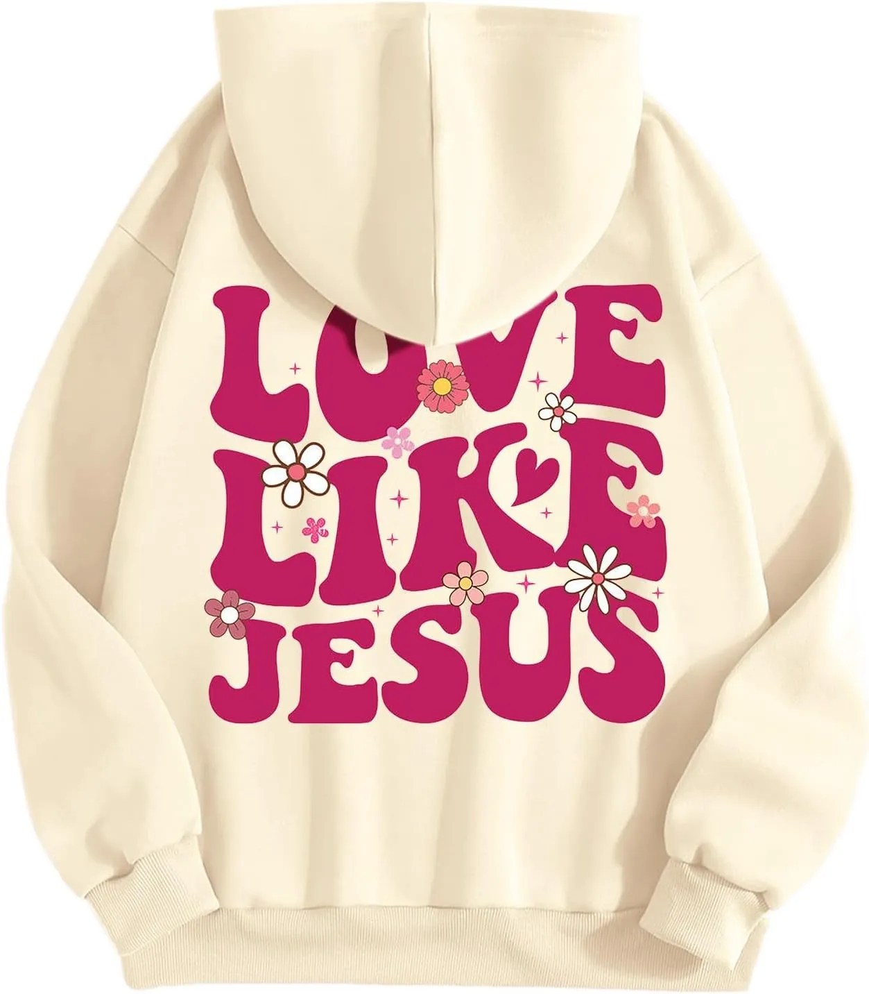 Faith Hope and Love Hoodie for Women 2024 Graphic Hoodie Cute Preppy Sweatshirt Long Sleeve Drawstring Tops With Pockets