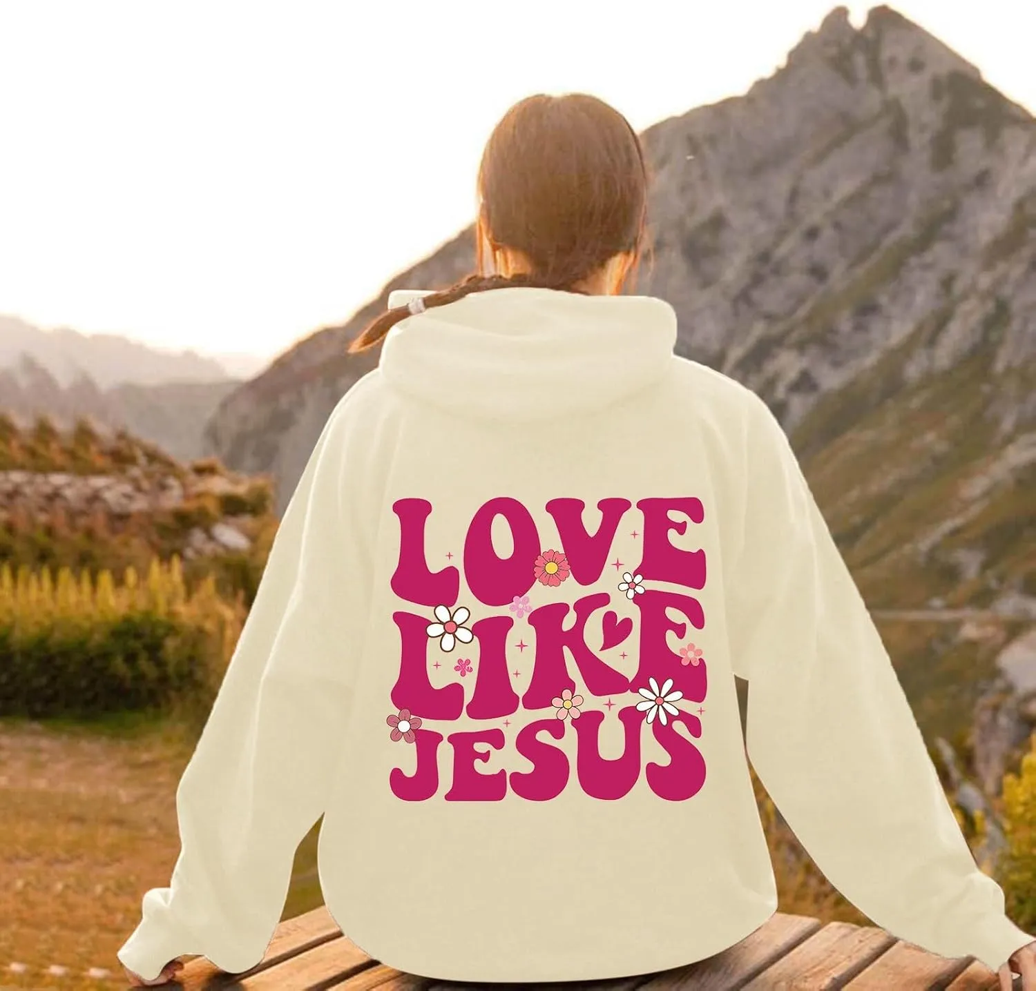 Faith Hope and Love Hoodie for Women 2024 Graphic Hoodie Cute Preppy Sweatshirt Long Sleeve Drawstring Tops With Pockets