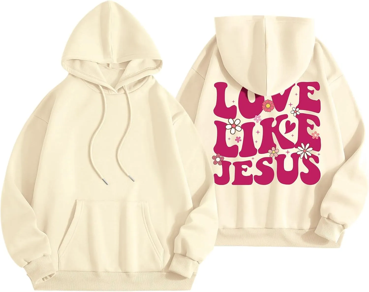 Faith Hope and Love Hoodie for Women 2024 Graphic Hoodie Cute Preppy Sweatshirt Long Sleeve Drawstring Tops With Pockets