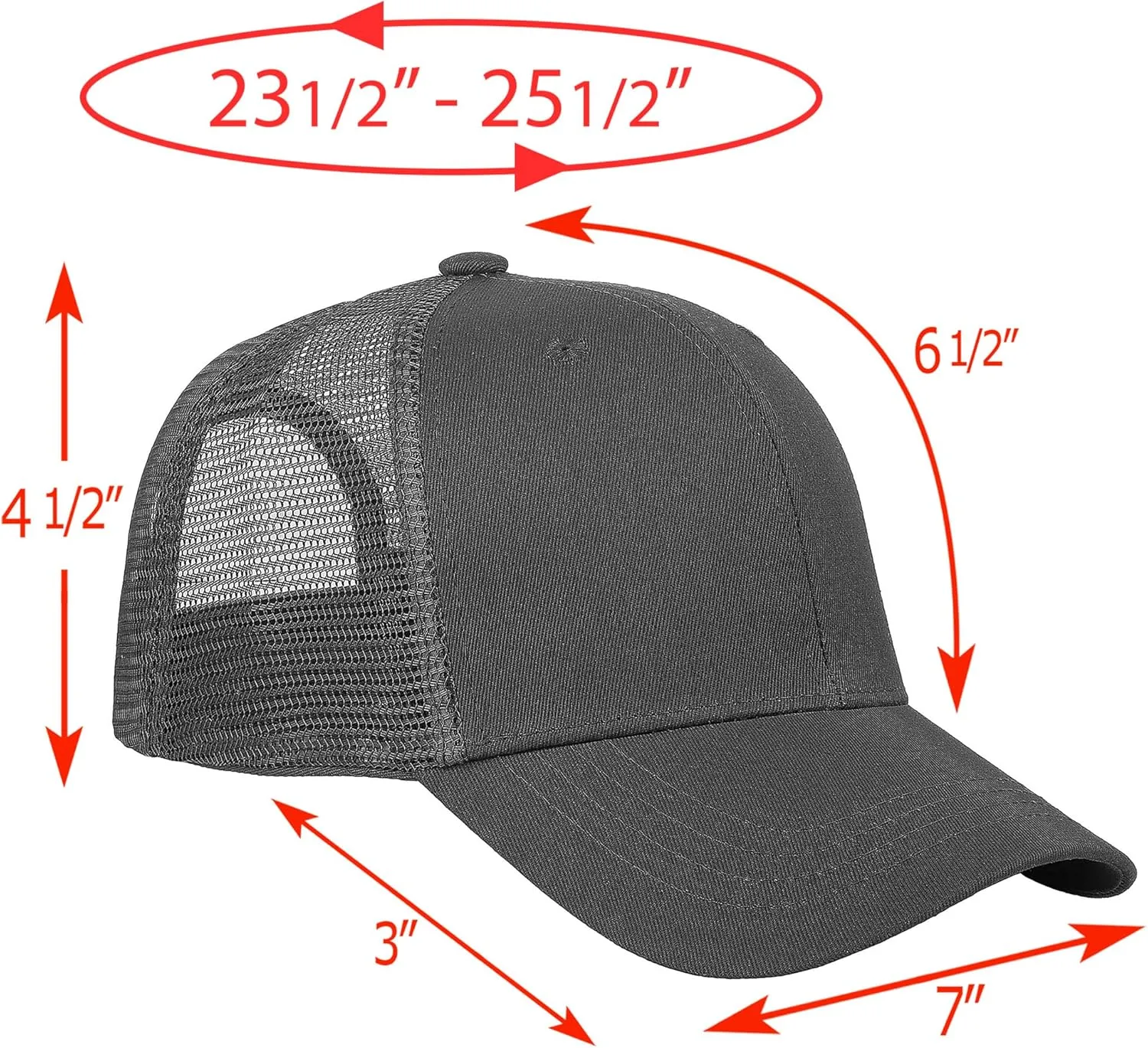 Falari Trucker Hat Baseball Cap Structured Plain Design 6 Panel, Adjustable Size