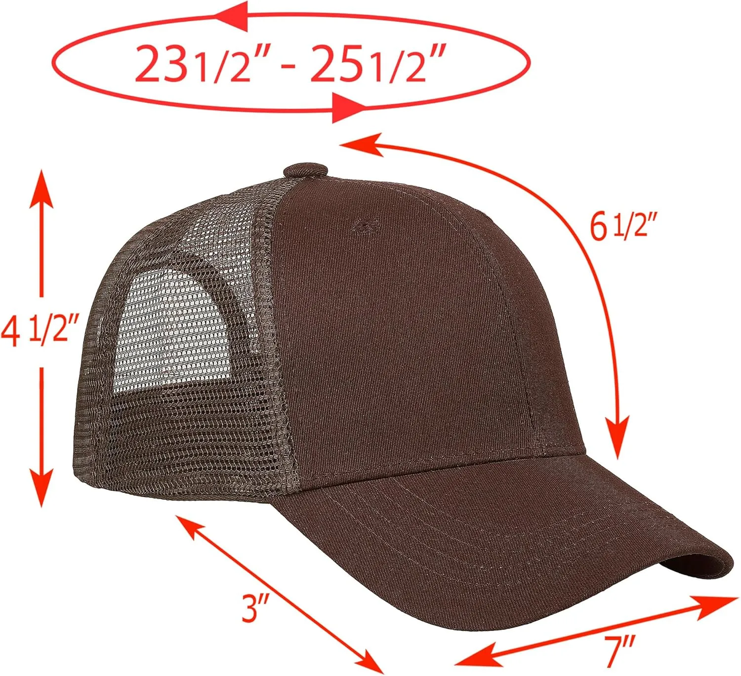 Falari Trucker Hat Baseball Cap Structured Plain Design 6 Panel, Adjustable Size