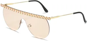 Fashion Luxury Siamese Rimless Sunglasses Women Vintage Rhinestone Eyeglasses Street Photography Uv400