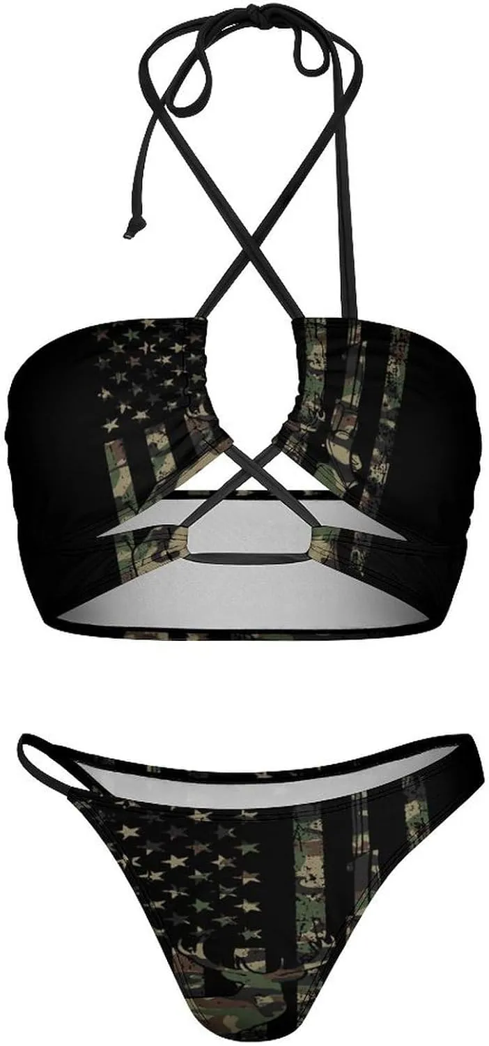 Fashion Sexy Adjustable Halter Bikini Set Two Piece Bathing Suits