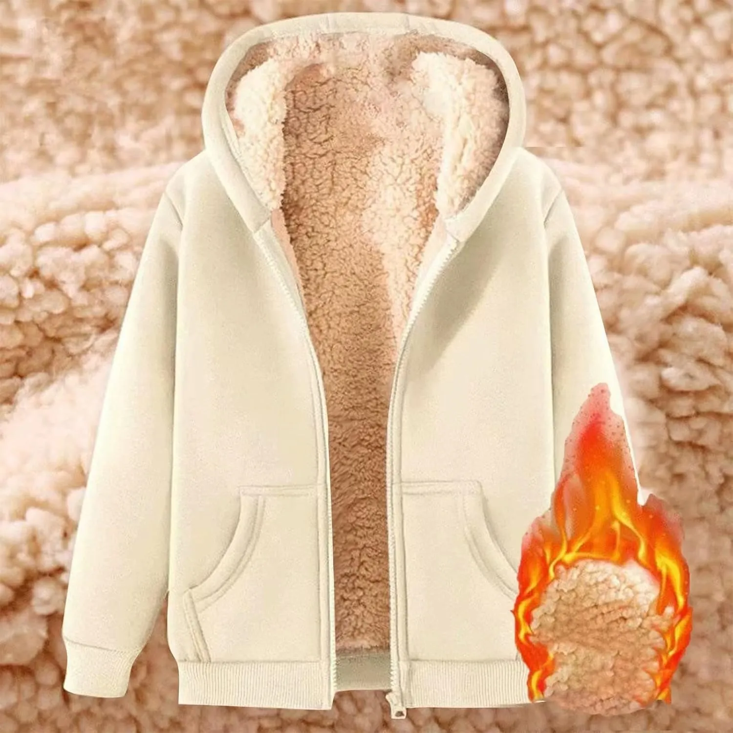 Fleece Hoodies for Women Full Zip Up Thick Sherpa Lined Sweatshirts Jacket Winter Warm Heavyweight Hooded Coat