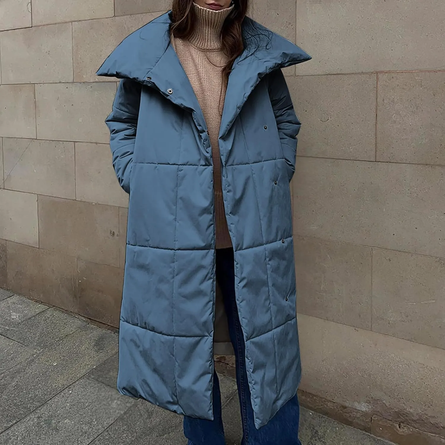 Floor Length Down Jacket for Women Winter Heavyweight Luxurious Fashion Warm Outerwear Tunic Puffer Coat with Belt