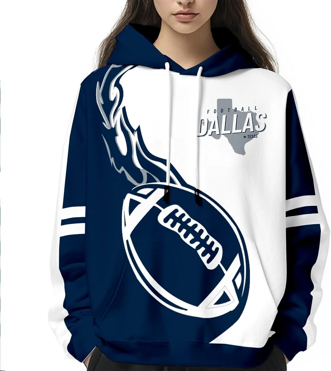 Football Hoodies for Men and Women Fans Gifts Casual Sweatshirts Collar Drawstring Long Sleeve Hooded Pullover Top