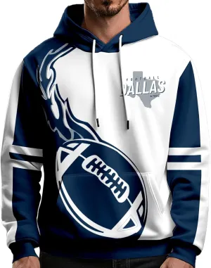 Football Hoodies for Men and Women Fans Gifts Casual Sweatshirts Collar Drawstring Long Sleeve Hooded Pullover Top