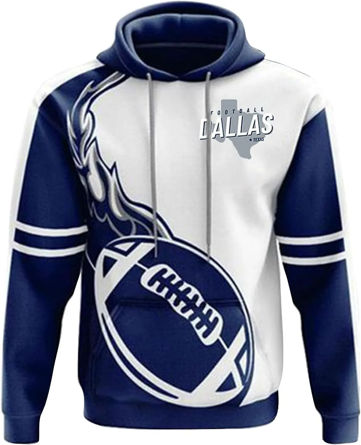 Football Hoodies for Men and Women Fans Gifts Casual Sweatshirts Collar Drawstring Long Sleeve Hooded Pullover Top