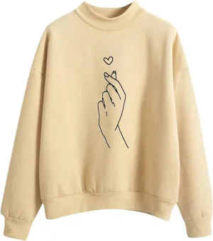 GIERIDUC Oversized Sweatshirt for Women Cute Graphic Crewneck Long Sleeve Casual Fleece Pullover Sweatshirts Loose Tops