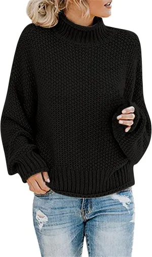GIERIDUC Womens Pullover Sweater Plus Size Sweatshirt for Women Mock Neck Long Sleeve Casual Loose Knitted Shirt Tops