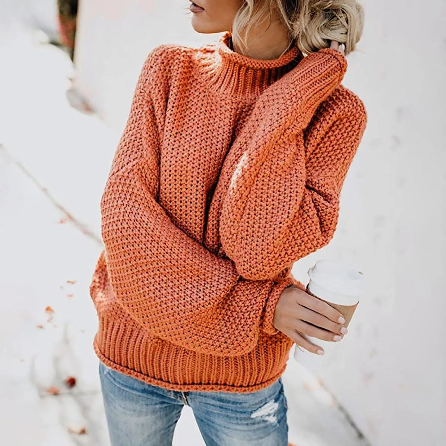 GIERIDUC Womens Pullover Sweater Plus Size Sweatshirt for Women Mock Neck Long Sleeve Casual Loose Knitted Shirt Tops