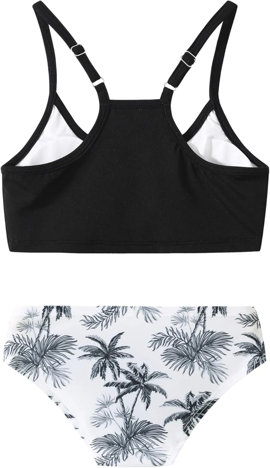 Girl Swimsuit Bikini Set Two Piece Bathing Suits Tropical Print Swimwear 5-14Y