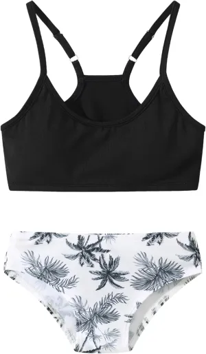 Girl Swimsuit Bikini Set Two Piece Bathing Suits Tropical Print Swimwear 5-14Y