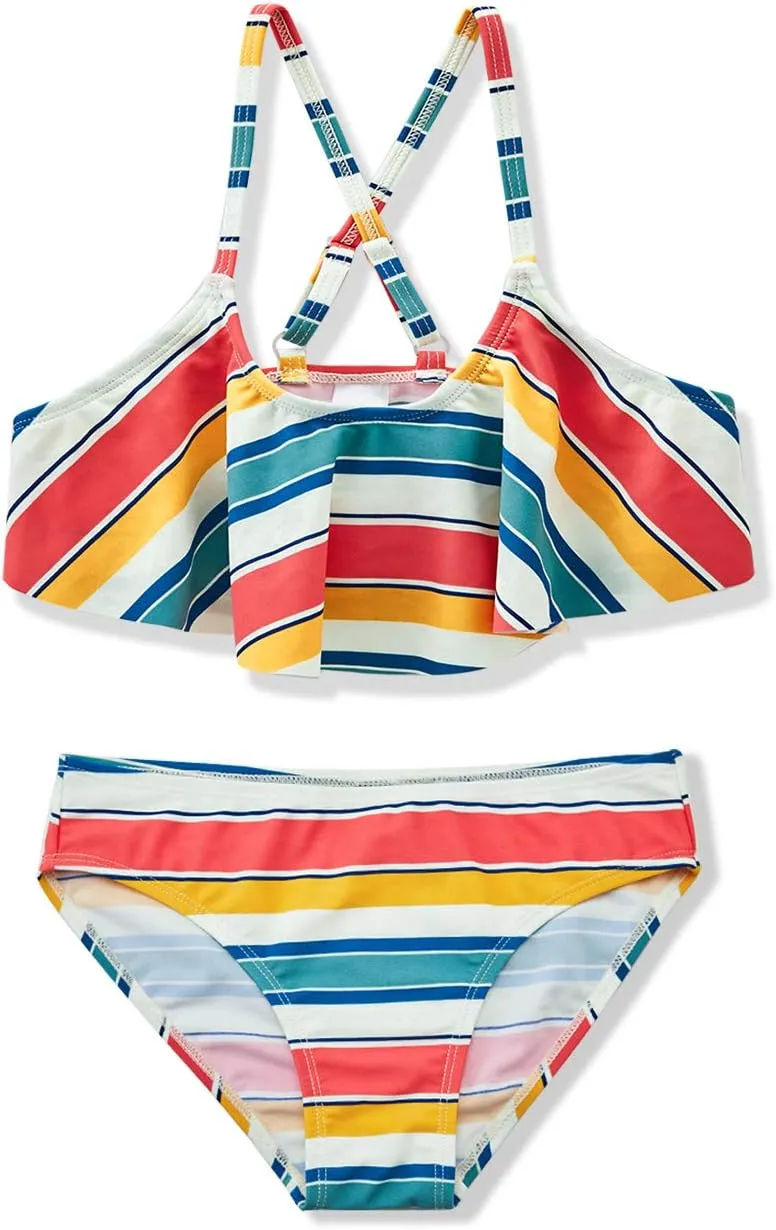 Girls Two Piece Swimsuits Rainbow Bikini Sets Adjustable Strap Bathing Suits
