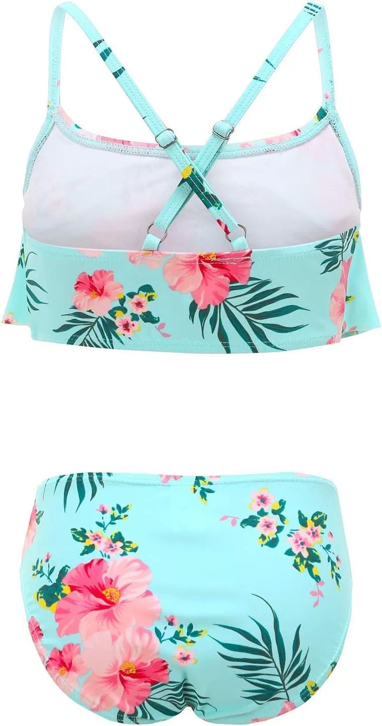 Girls Two Piece Swimsuits Rainbow Bikini Sets Adjustable Strap Bathing Suits