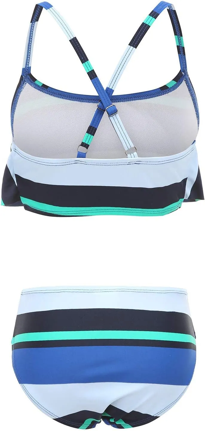 Girls Two Piece Swimsuits Rainbow Bikini Sets Adjustable Strap Bathing Suits