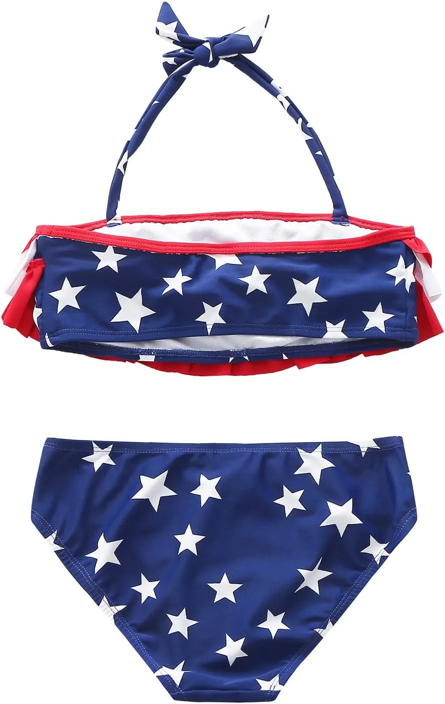Girls Two Piece Swimsuits Rainbow Bikini Sets Adjustable Strap Bathing Suits