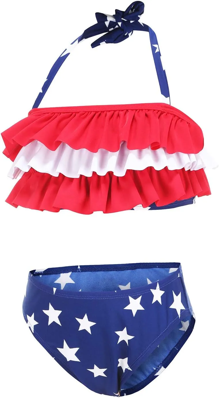 Girls Two Piece Swimsuits Rainbow Bikini Sets Adjustable Strap Bathing Suits