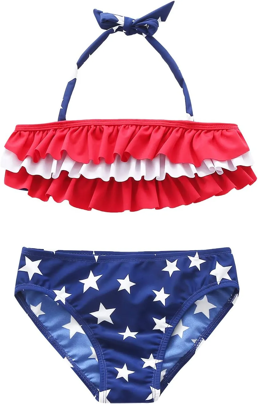 Girls Two Piece Swimsuits Rainbow Bikini Sets Adjustable Strap Bathing Suits