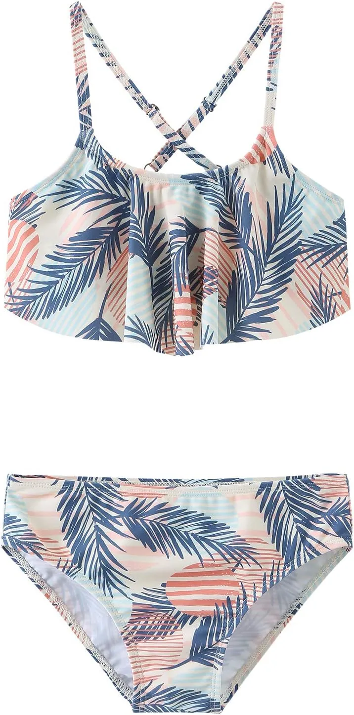 Girls Two Piece Swimsuits Rainbow Bikini Sets Adjustable Strap Bathing Suits