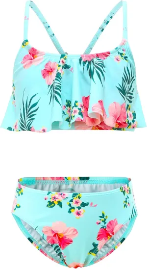 Girls Two Piece Swimsuits Rainbow Bikini Sets Adjustable Strap Bathing Suits