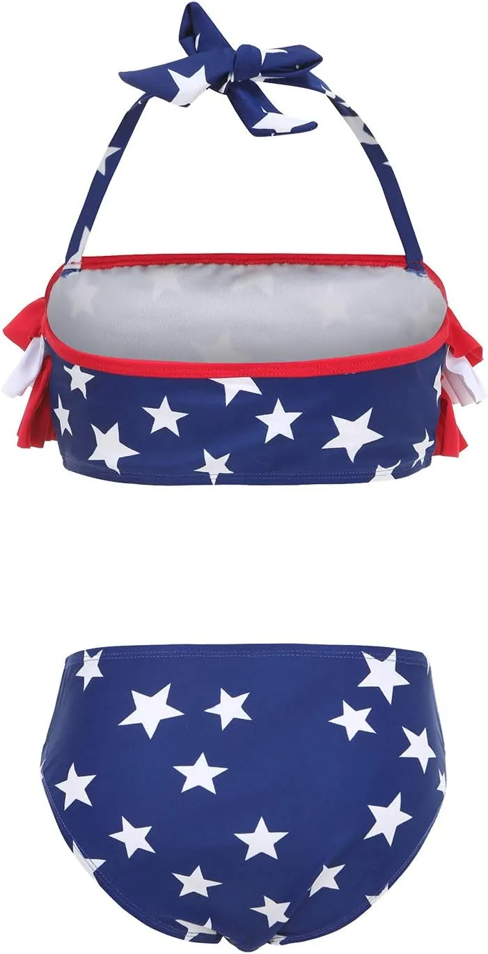 Girls Two Piece Swimsuits Rainbow Bikini Sets Adjustable Strap Bathing Suits
