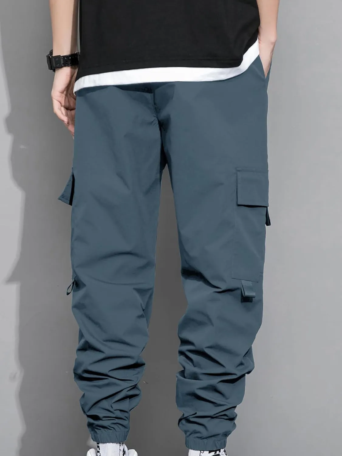 GORGLITTER Men's Graphic Cargo Pants Casual Drawstring Multiple Pocket High Waisted Street Pants