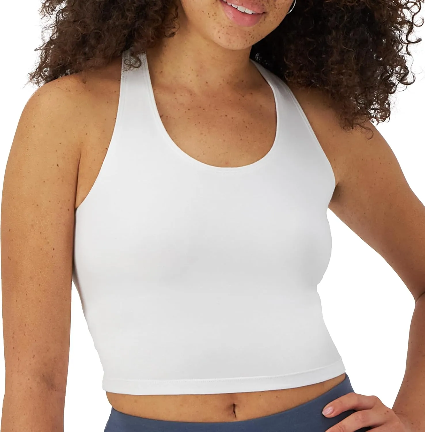 Hanes Originals Women's Racerback Crop Tank Top, Cropped Tank with Built-In Bra, 3-Pack