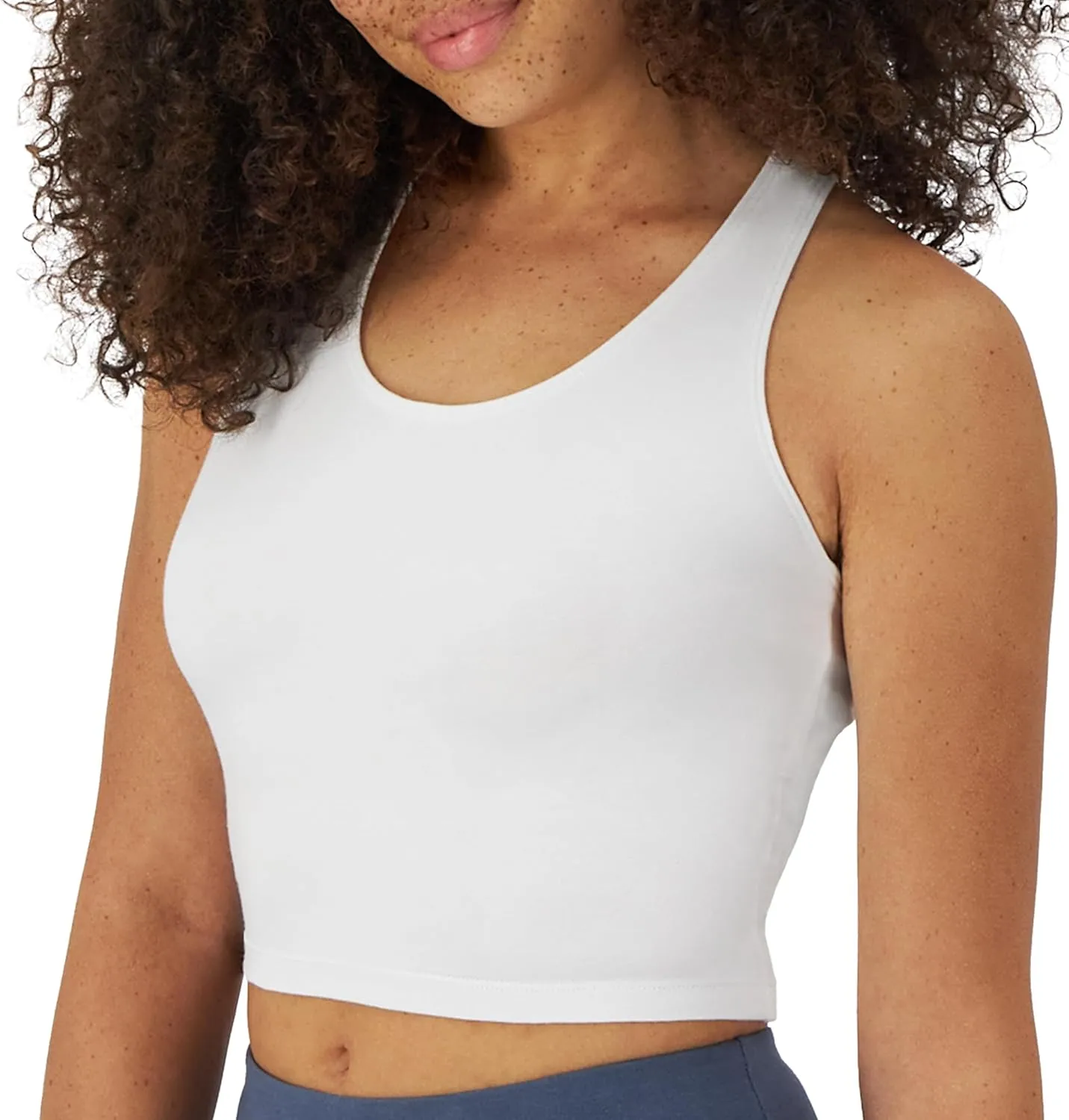 Hanes Originals Women's Racerback Crop Tank Top, Cropped Tank with Built-In Bra, 3-Pack