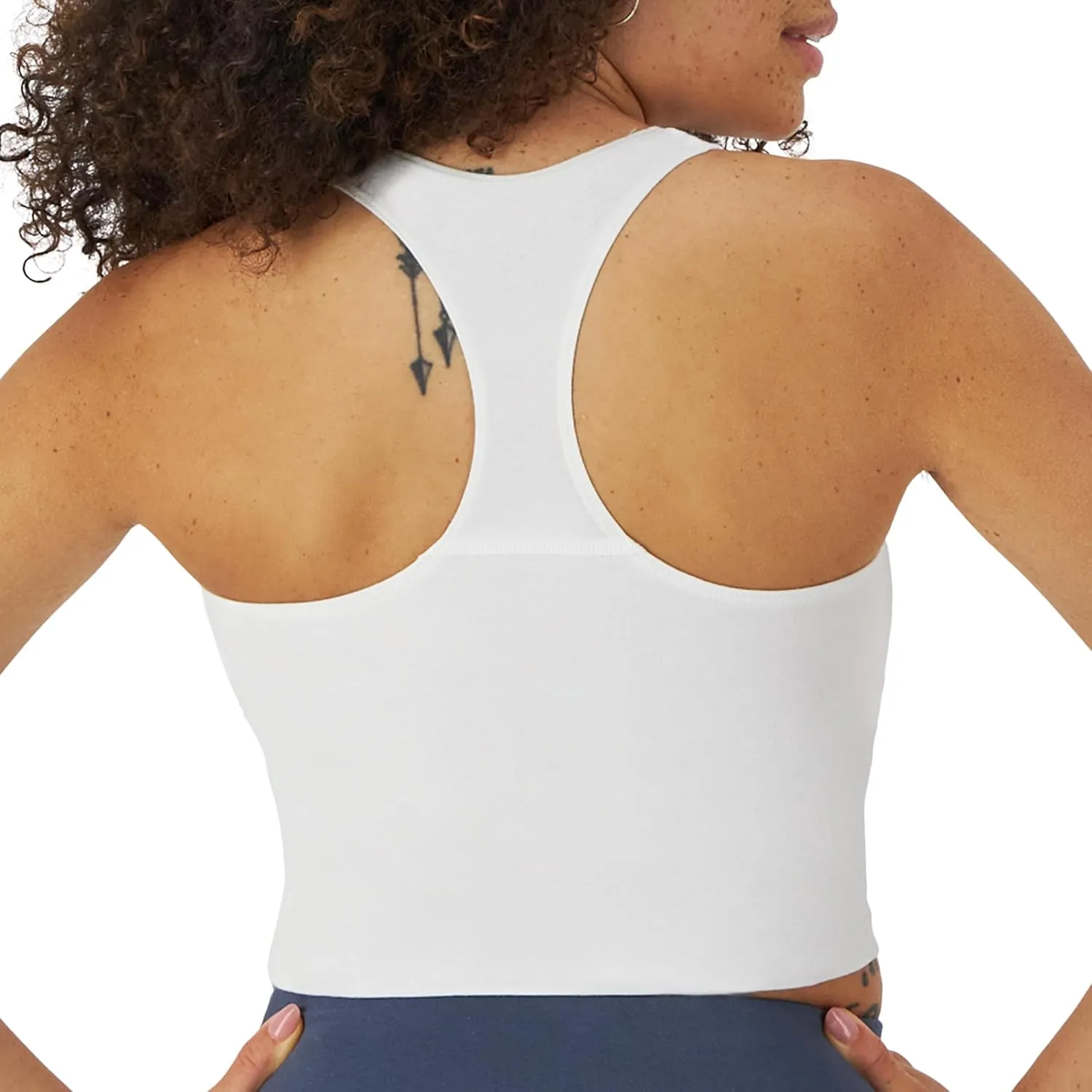 Hanes Originals Women's Racerback Crop Tank Top, Cropped Tank with Built-In Bra, 3-Pack